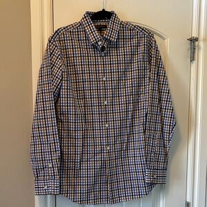Banana Republic Navy and Tan Checkered Shirt